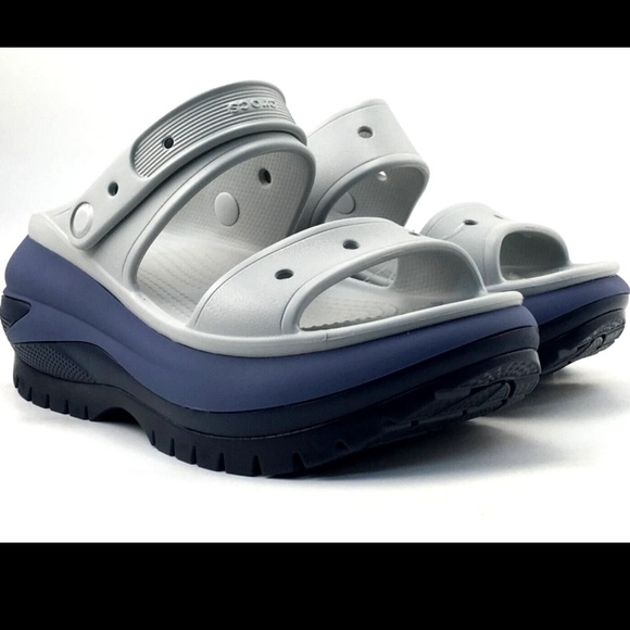 Crocs Mega Crush Matte Gray/Blue Sandal 210884-1NN SIZE M8/W10 NWT - Picture 1 of 4
